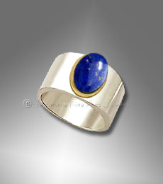 mens silver & gold lapis ring men's lapis ring