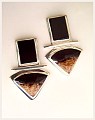 petrified palm wood, onyx earrings