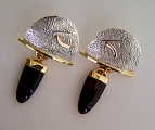 Onyx, 18K, Textured Sterling Earrings